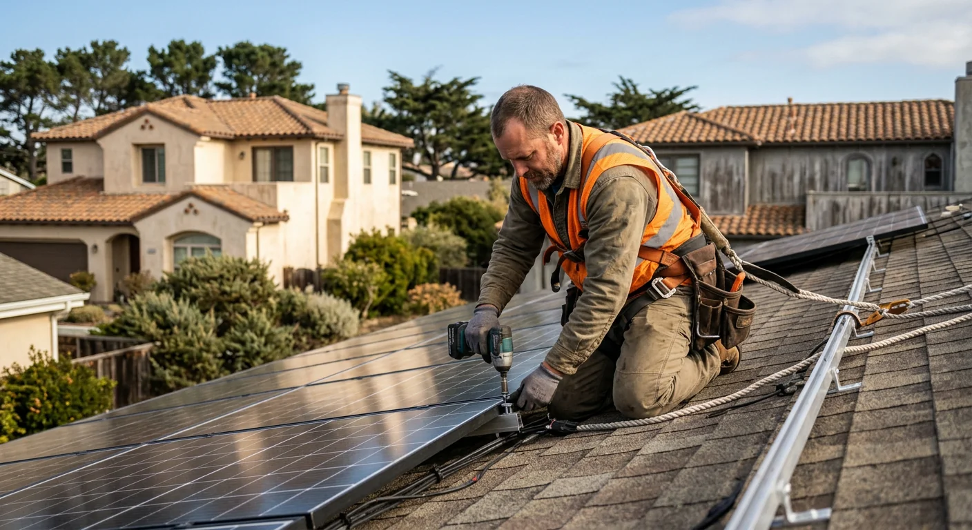 Off-grid solar array with battery storage at a Marina property