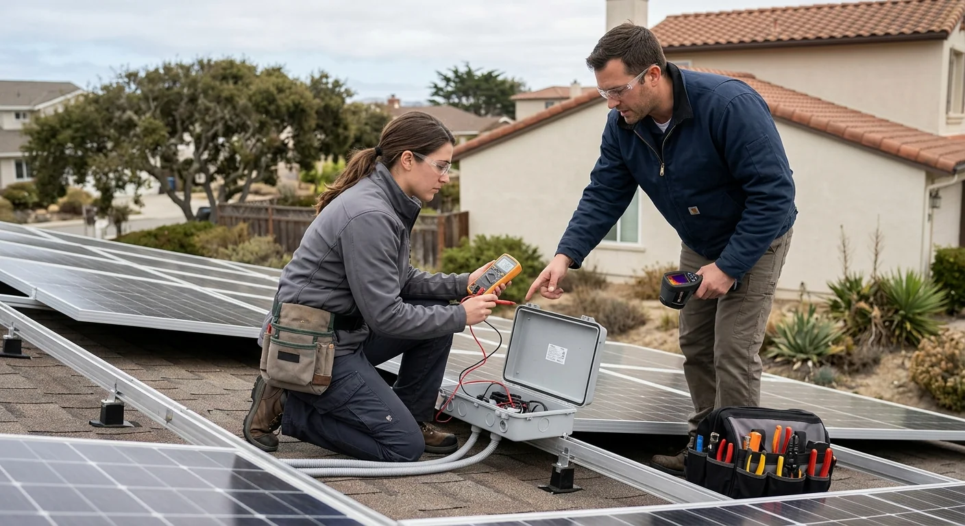 Marina homeowner reviewing rising electricity bill next to unused sunny roof