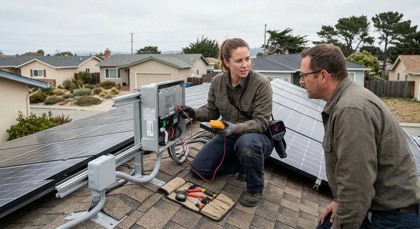 Home solar battery panel showing backup power status during a Marina outage