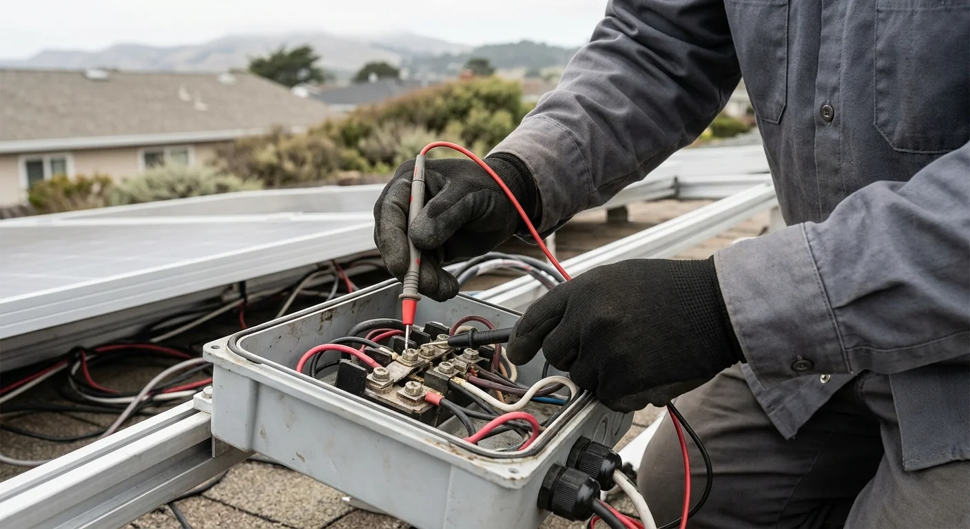 Marina homeowner reviewing energy storage options with a solar technician