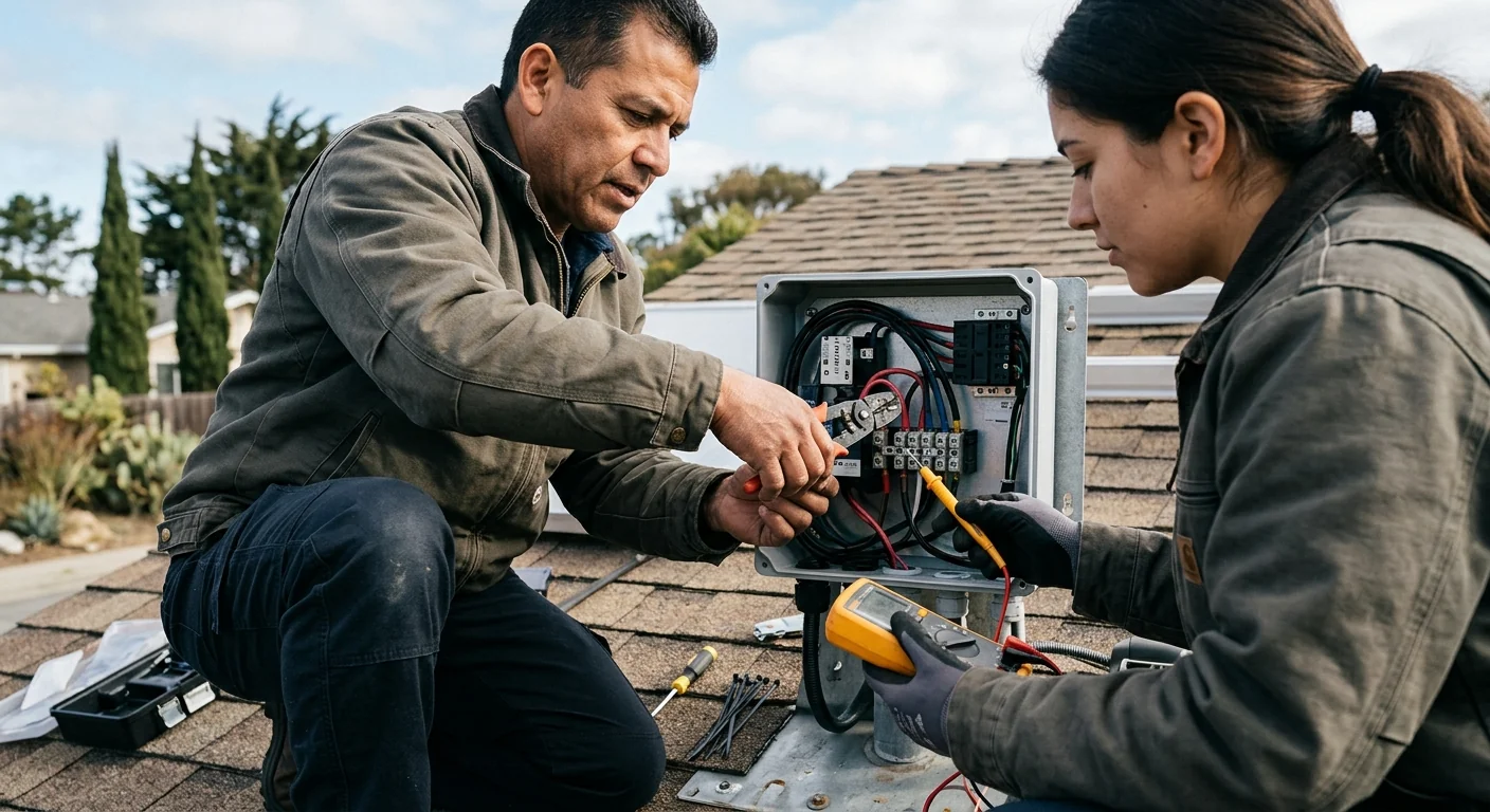 Homeowner reviewing solar monitoring data showing reduced panel output in Marina